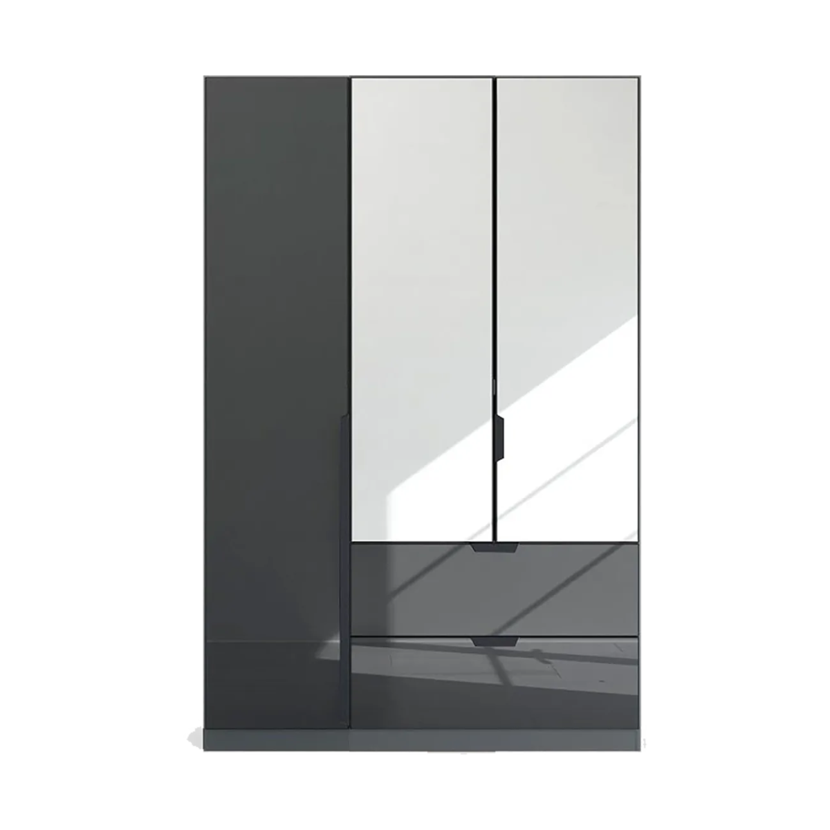 Mulheim 3 Door Basalt Glass Laura Ashley Wardrobe with Drawers and Mirror