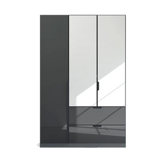 Mulheim 3 Door Basalt Glass Laura Ashley Wardrobe with Drawers and Mirror