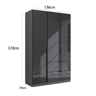 Mulheim 3 Door Basalt Glass Laura Ashley Wardrobe with Drawers and Mirror