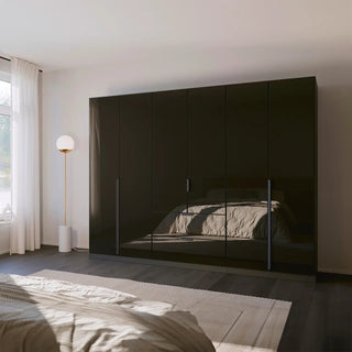 Mulheim 6 Door Basalt Glass Laura & Ashley Wardrobe with Mirror and Drawers