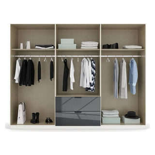 Mulheim 6 Door Basalt Glass Laura & Ashley Wardrobe with Mirror and Drawers