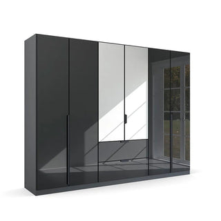 Mulheim 6 Door Basalt Glass Laura & Ashley Wardrobe with Mirror and Drawers