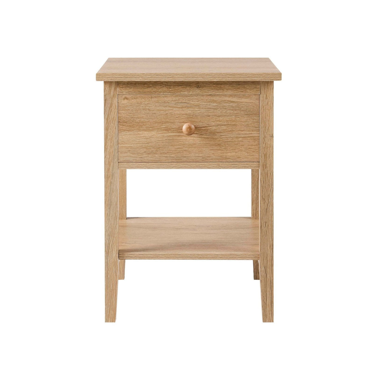 Nell 1 Drawer Feather & Black Nightstand - Light Wood