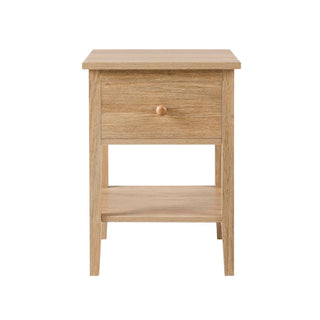 Nell 1 Drawer Feather & Black Nightstand - Light Wood