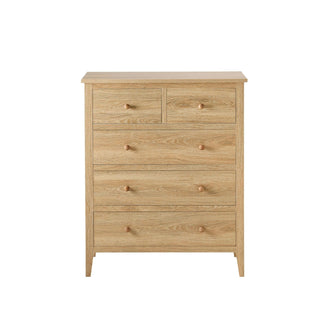 Nell 5 Drawer Feather & Black Chest - Light Wood