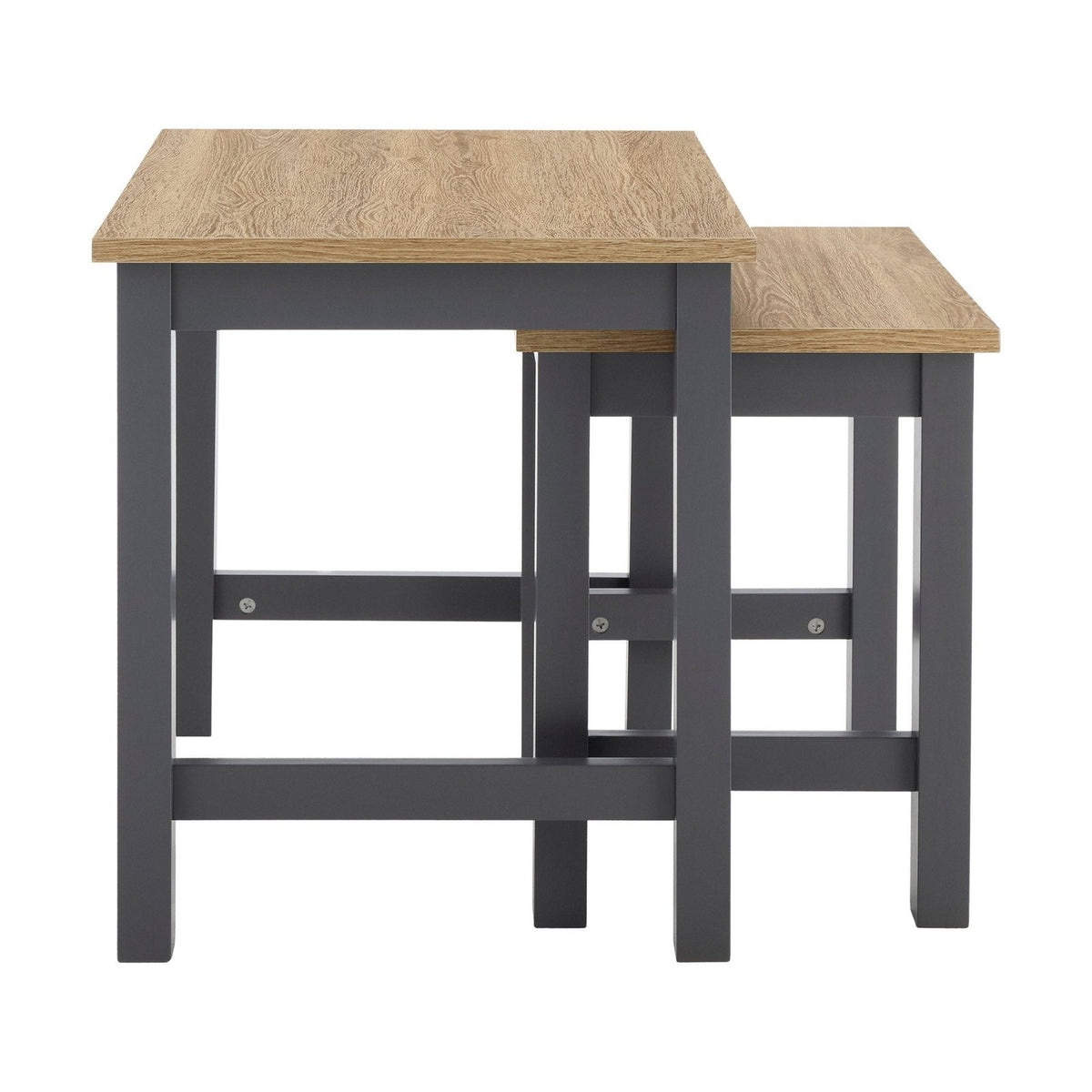 Nell Nesting Side Feather & Black Table - Charcoal