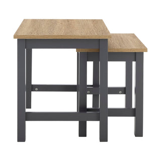 Nell Nesting Side Feather & Black Table - Charcoal