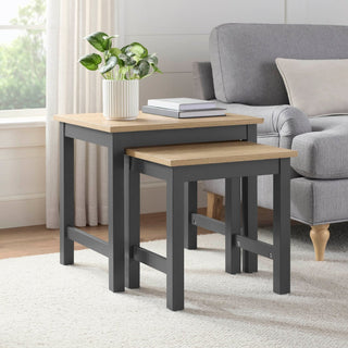 Nell Nesting Side Feather & Black Table - Charcoal