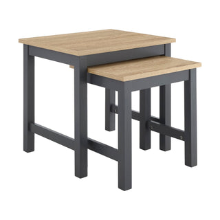 Nell Nesting Side Feather & Black Table - Charcoal
