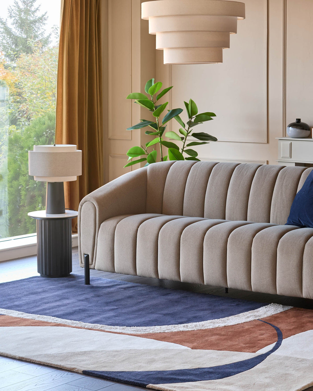 Neo navy Laura Ashley UK textured large rug