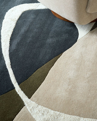 Neo olive and navy textured large rug – Laura Ashley