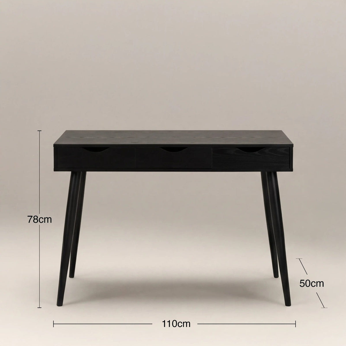 Neptun Wooden 3 Drawer Desk | Black – Laura Ashley
