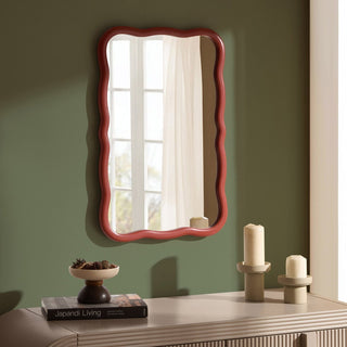 Niamh Wavy Wall Black & Feather Mirror - Terracotta