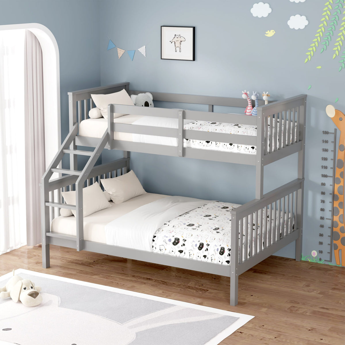 Noah Grey Wooden Triple Sleeper Bunk Bed - Double &amp; Single – Laura Ashley