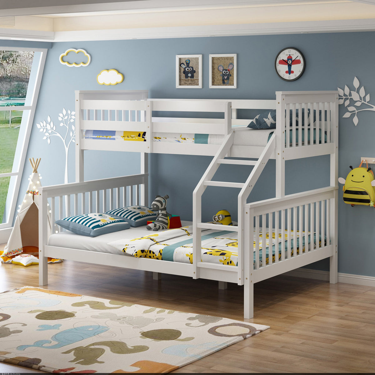 Noah White Wooden Triple Sleeper LauraAshley Bunk Bed - Double &amp; Single