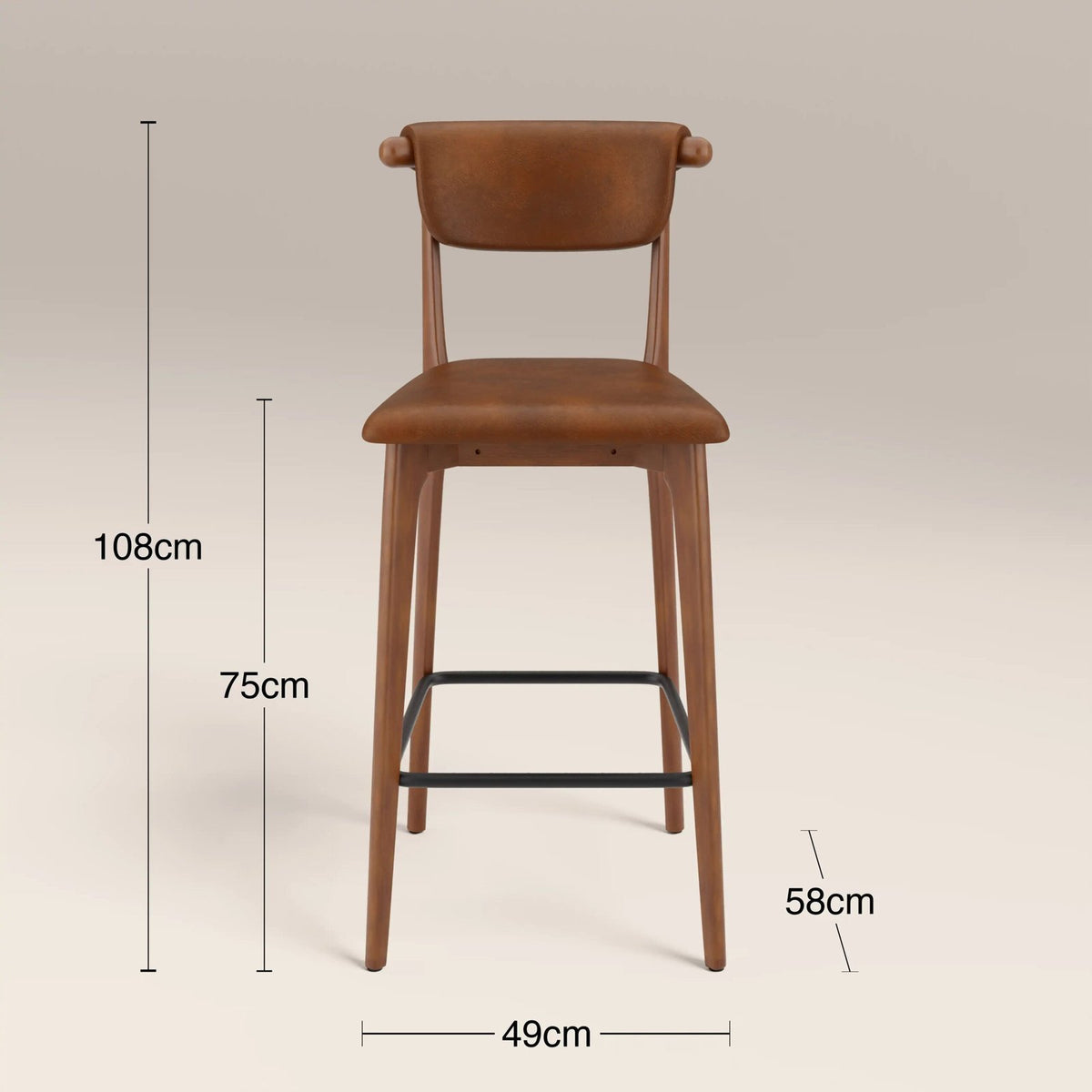 Nobu Bar Stool | Vintage Tan Faux Leather & Walnut – Laura Ashley