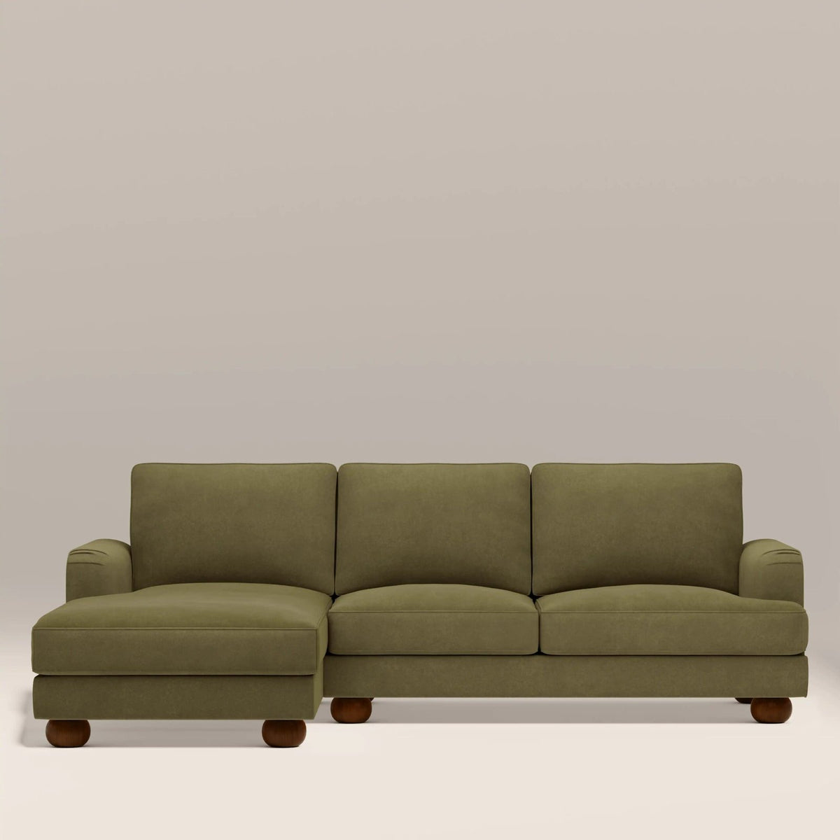 Nola Left Hand Chaise Sofa Laura Ashley | Moss Green Sustainable Mohair Velvet