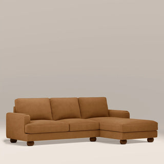 Nola Right Hand Chaise Sofa Laura Ashley | Caramel Brown Sustainable Mohair Velvet