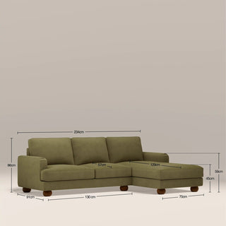 Nola Right Hand Chaise Sofa | Moss Green Sustainable Mohair Velvet – Laura Ashley UK
