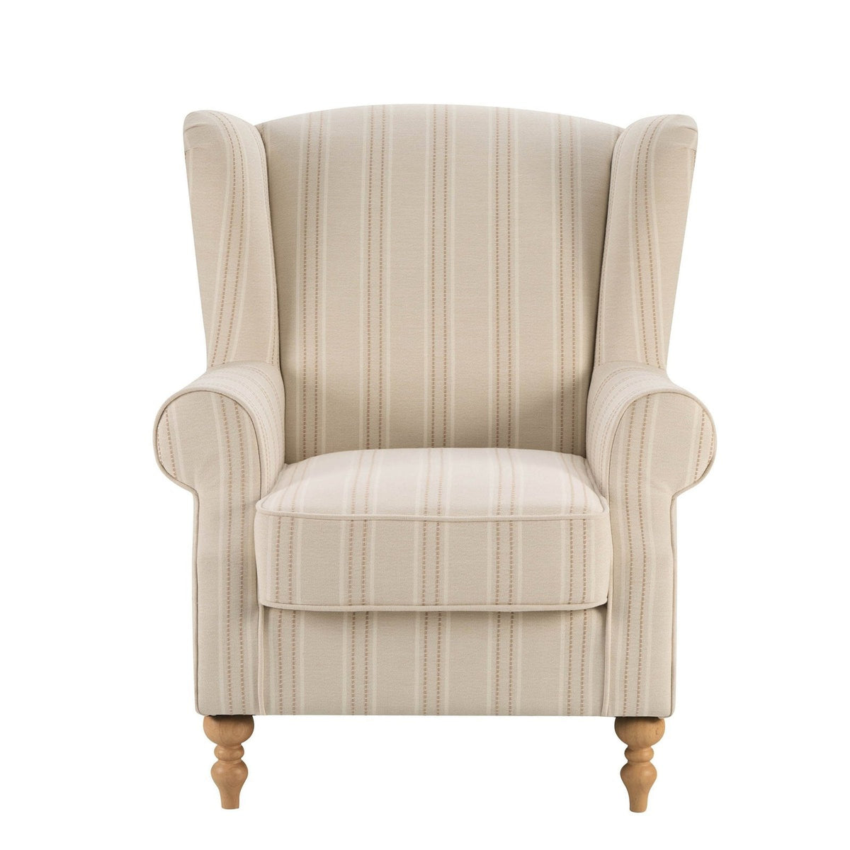 Nora Armchair - Feather & Black Natural Stitched Stripe