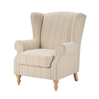 Nora Armchair - Feather & Black Natural Stitched Stripe