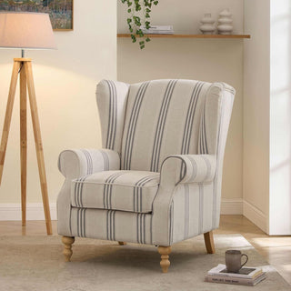 Nora Armchair Feather & Black - Natural Stripe