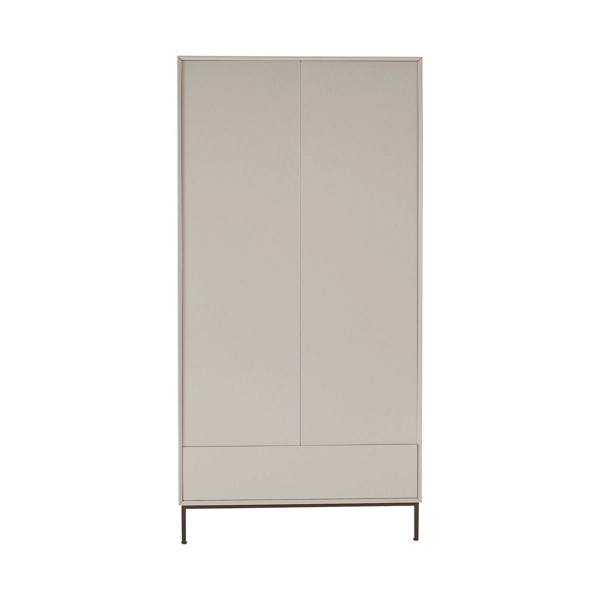 Nova 2 Door Wardrobe Feather & Black with Drawer  - Taupe