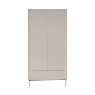 Nova 2 Door Wardrobe Feather & Black with Drawer  - Taupe