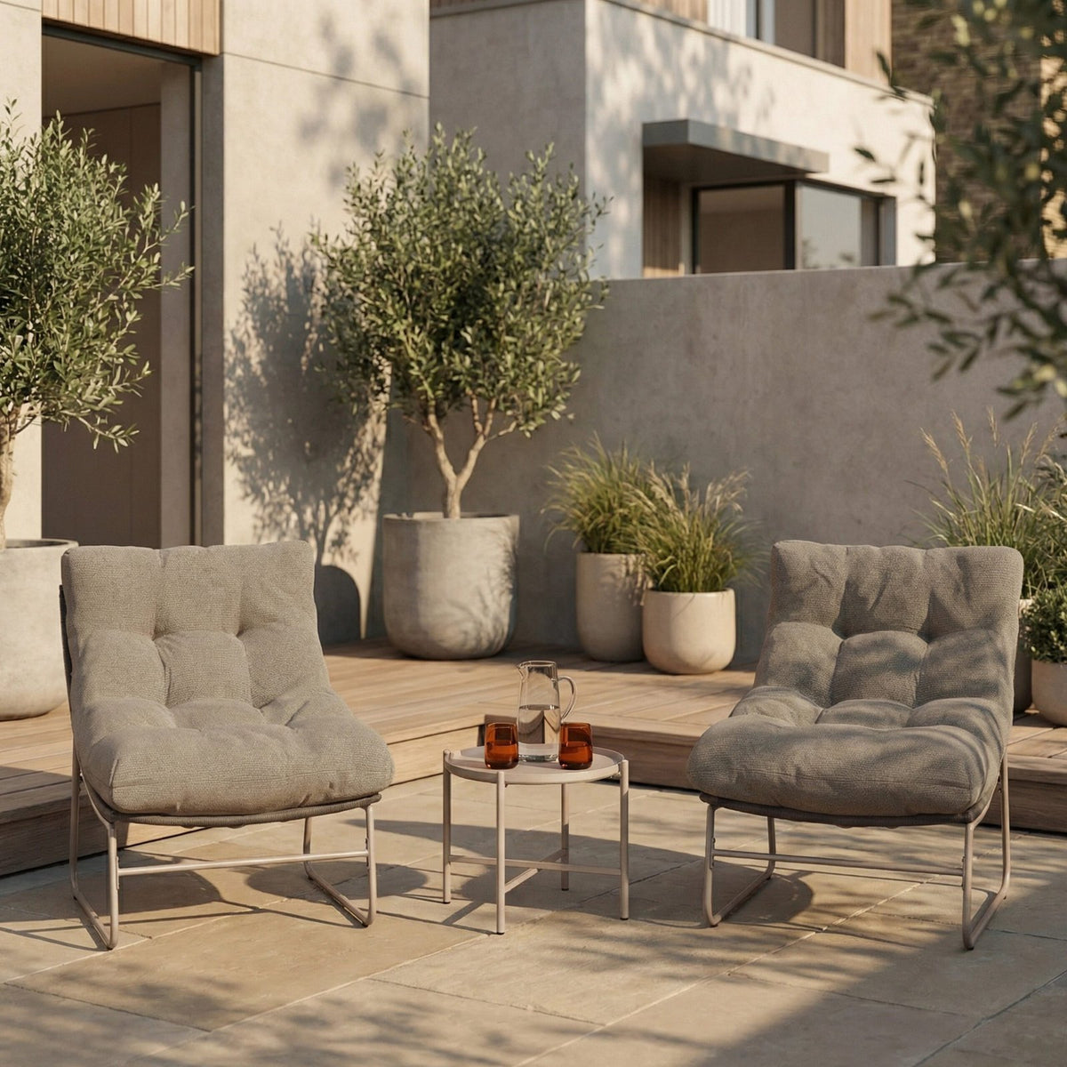 Odessa Garden Bistro Lounge Set | Natural Boucle & Taupe – Laura Ashley UK