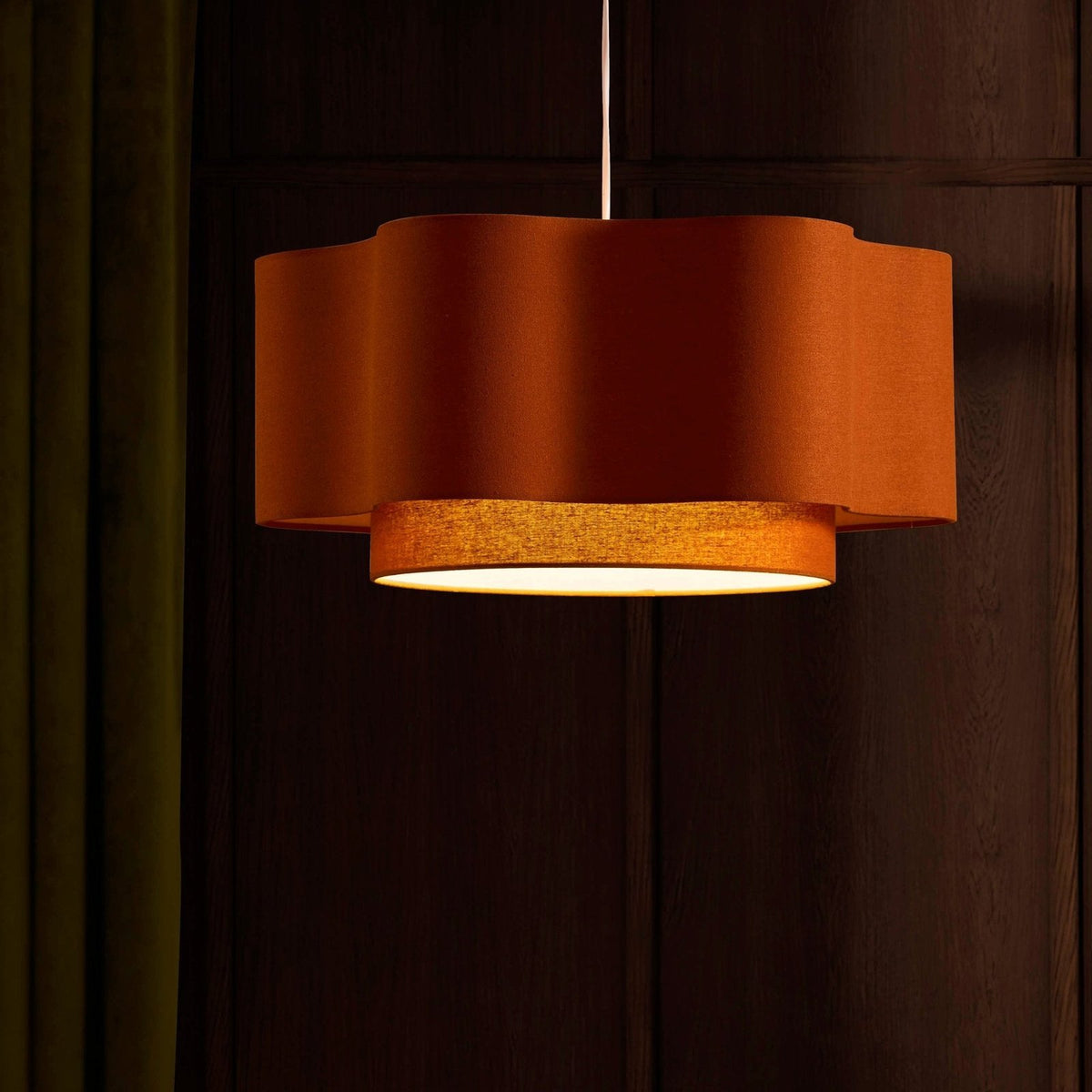 Orlaya Two-Tier Scalloped Ceiling Shade - Burnt Orange – Feather & Black