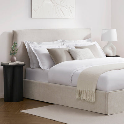Oslo Ottoman Storage Black & Feather Bed - Ivory