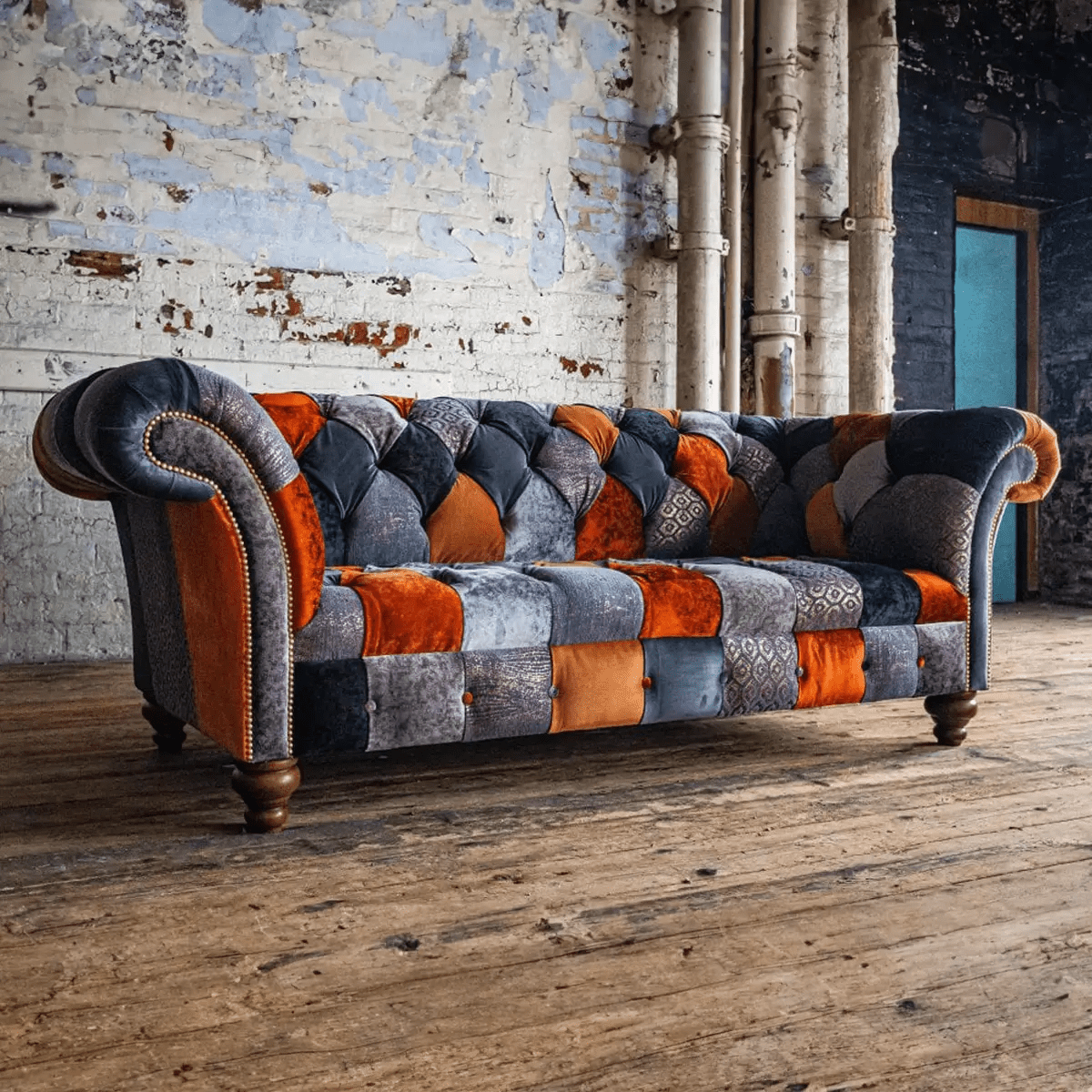 Oswald & Pablo Camborne Patchwork Velvet Chesterfield Sofa – Laura Ashley