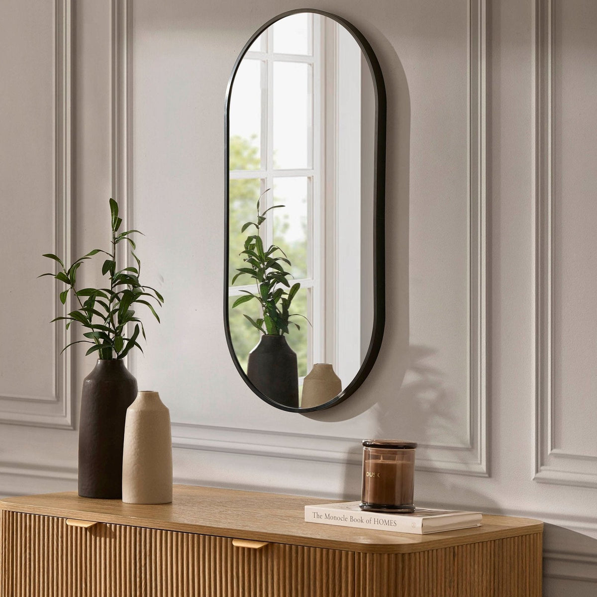 Oval Wall Mirror - Black – Feather & Black