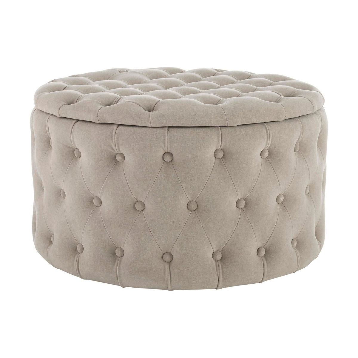Paisley Buttoned Round Storage Pouffe - Sand – Feather & Black