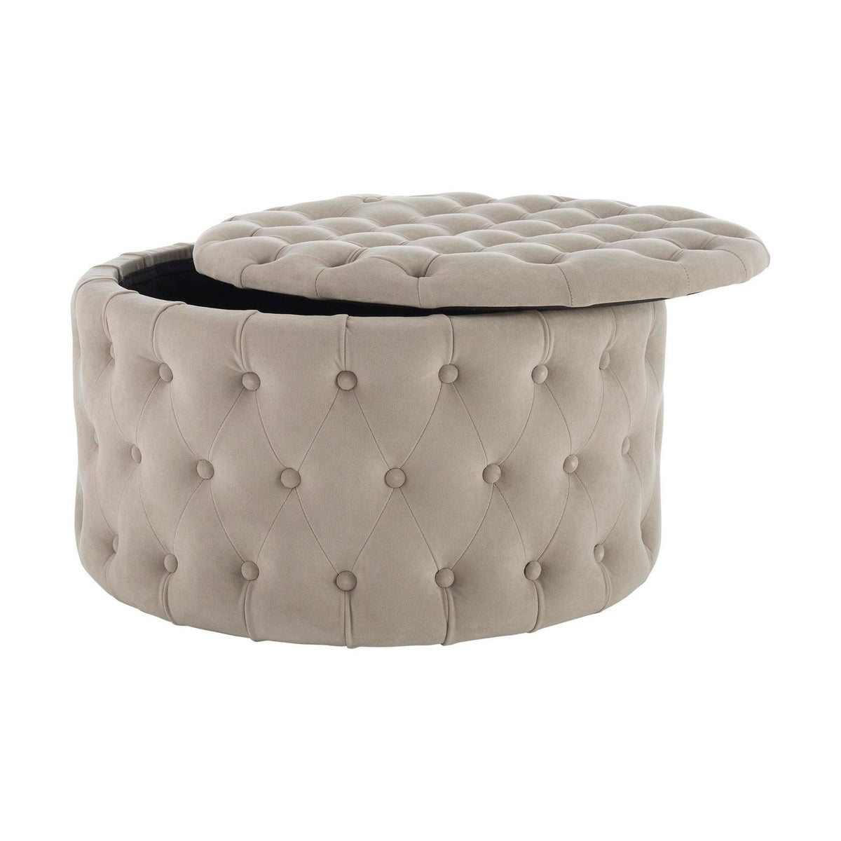 Paisley Buttoned Round Storage Pouffe - Sand – Feather & Black