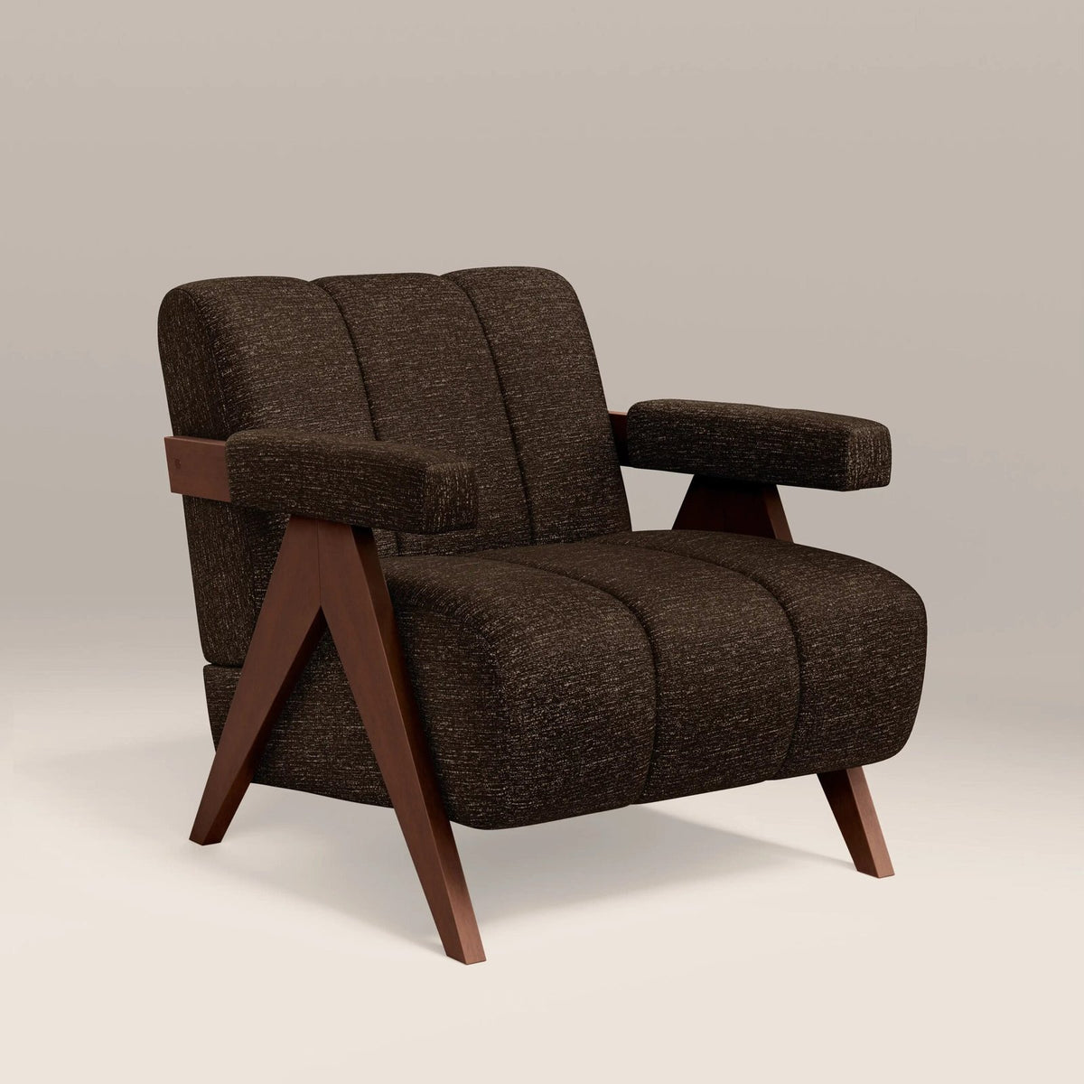 Paulo Accent Chair | Laura Ashley Speckled Espresso Boucle & Walnut