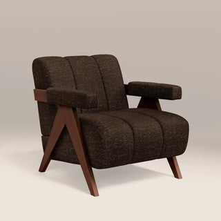 Paulo Accent Chair | Laura Ashley Speckled Espresso Boucle & Walnut