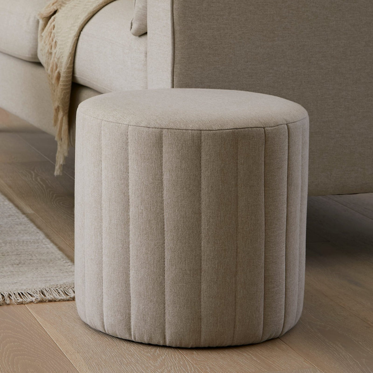 Penelope Drum Stool - Sand – Laura Ashley UK