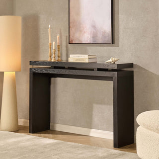 Penny Ash Console Feather & Black Table  - Black