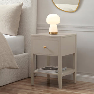 Poppy 1 Drawer Feather & Black Nightstand - Taupe