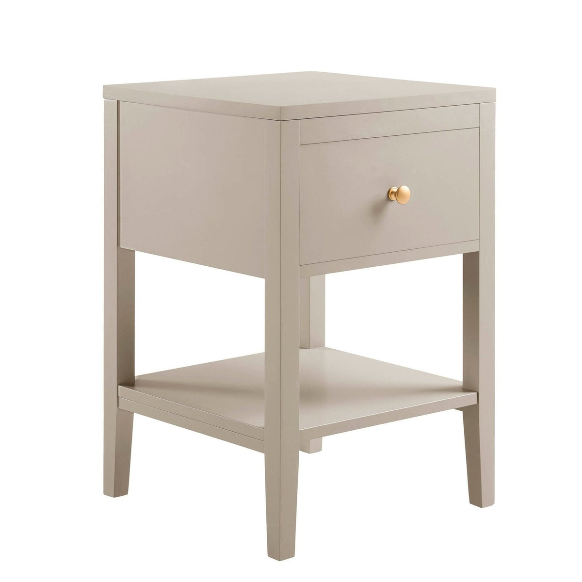 Poppy 1 Drawer Feather & Black Nightstand - Taupe