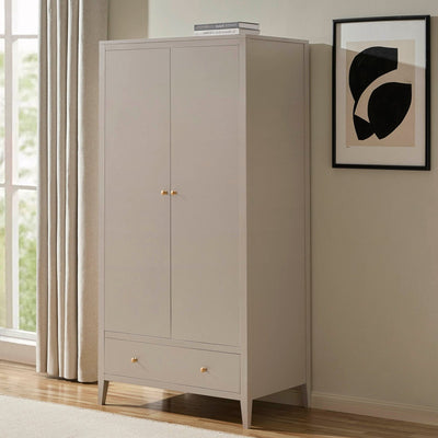 Poppy 2 Door Wardrobe Black & Feather with Drawer - Taupe
