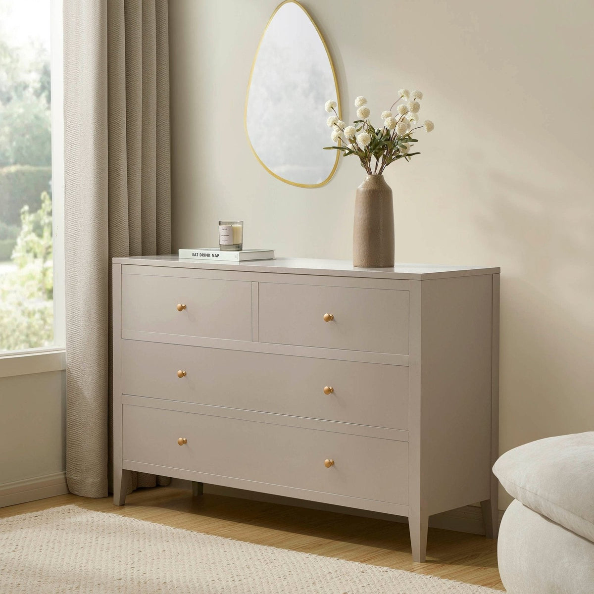 Poppy 4 Drawer Chest - Taupe – Feather & Black