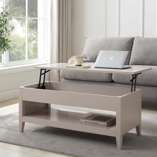 Poppy Coffee Table Feather & Black Desk - Pebble