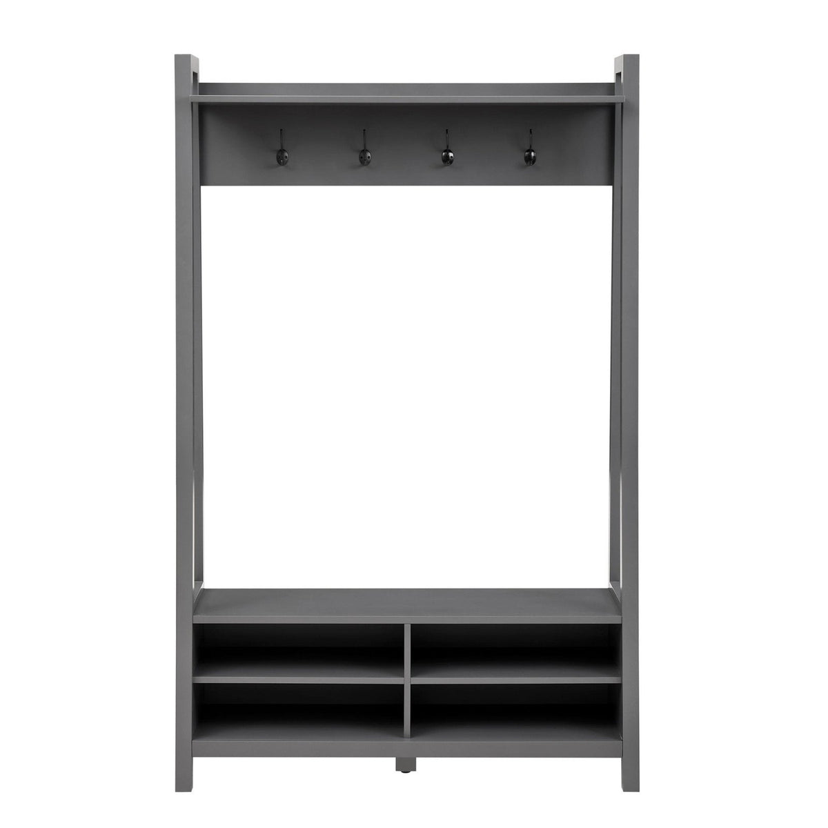 Poppy Hallway Shelf Feather & Black with Hooks - Charcoal
