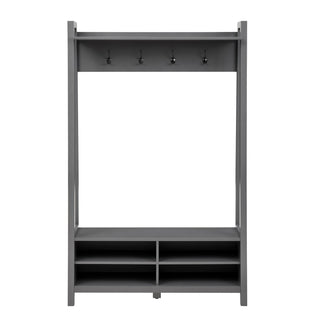 Poppy Hallway Shelf Feather & Black with Hooks - Charcoal