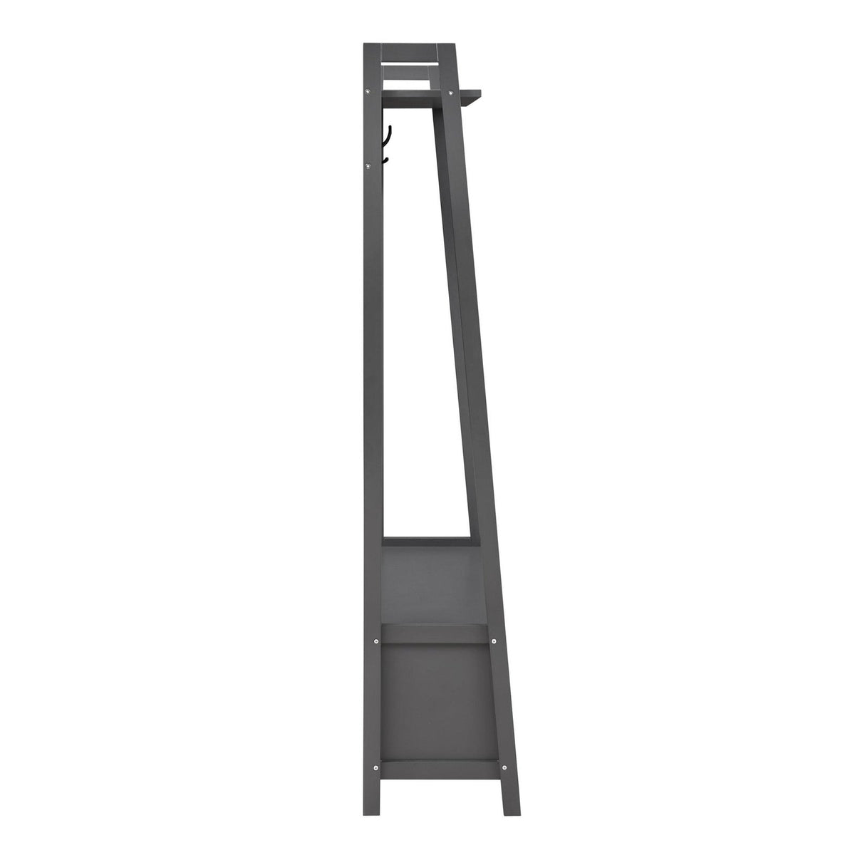 Poppy Hallway Shelf Feather & Black with Hooks - Charcoal