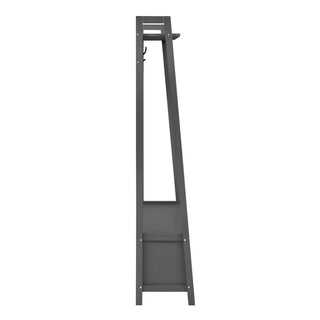 Poppy Hallway Shelf Feather & Black with Hooks - Charcoal