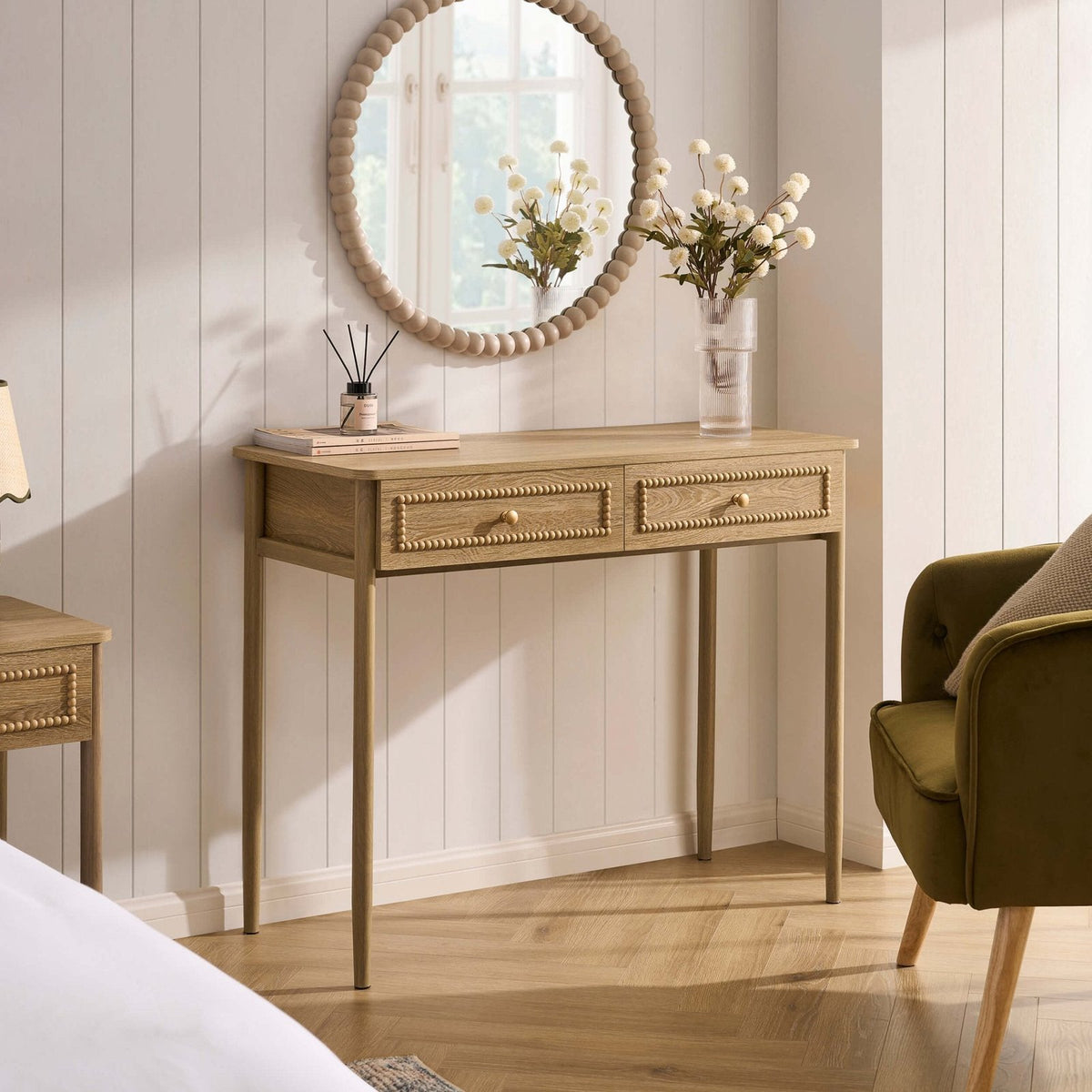 Posy Bobbin Dressing Table - Light Wood – Feather & Black