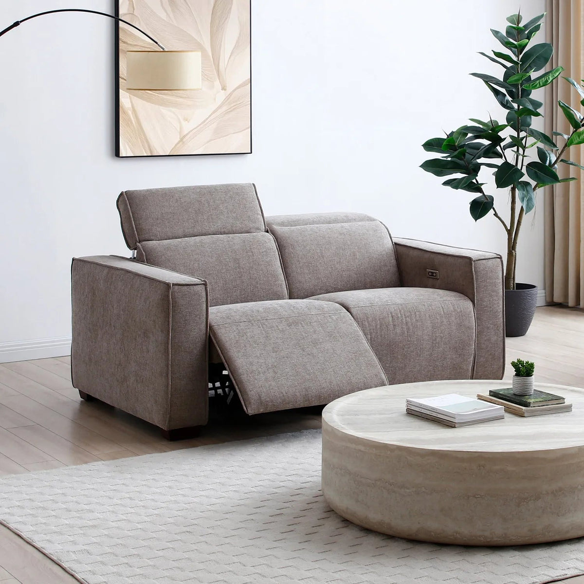 Prime 2 Seater Electric Laura Ashley Recliner Sofa in Mole Chenille
